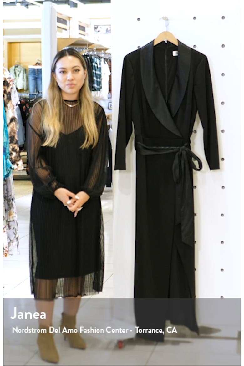 Tuxedo Faux Wrap Long Sleeve Gown video