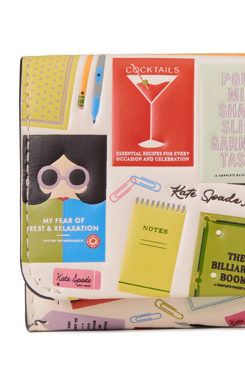 Kate Spade New York page turner bestsellers print leather card case, Alternate, color, Cream Multi