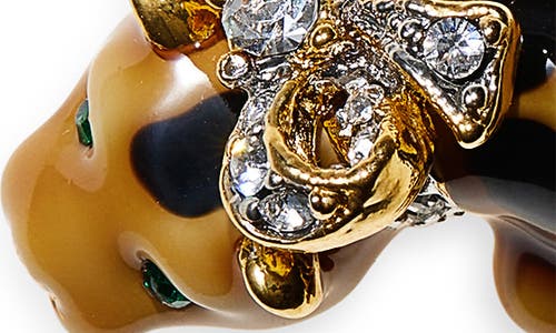 Kenneth Jay Lane Leopard Bow Pin In Metallic