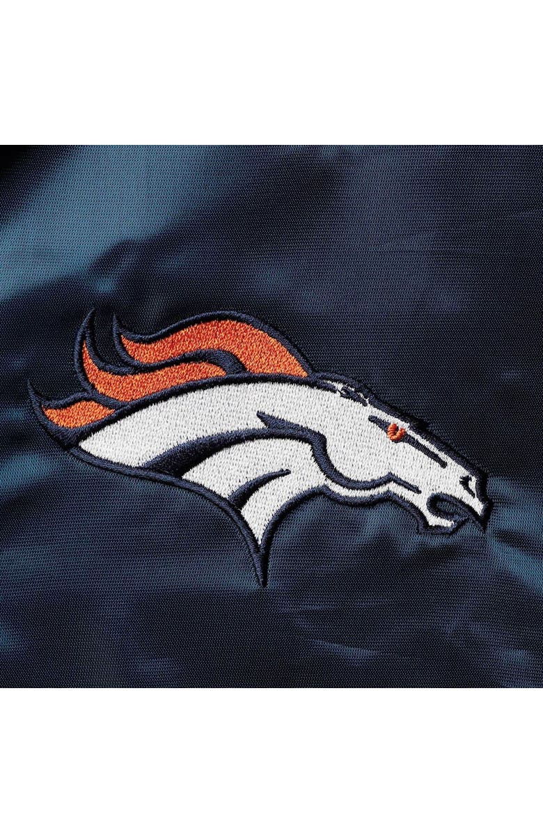 STARTER Men's Starter Navy Denver Broncos Locker Room Satin Varsity Full-Snap Jacket, Alternate, color, Navy