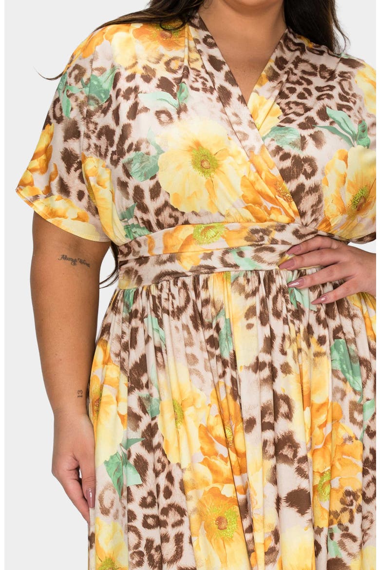 Panthera Floral Empire Waist Dress, Alternate, color, YELLOW