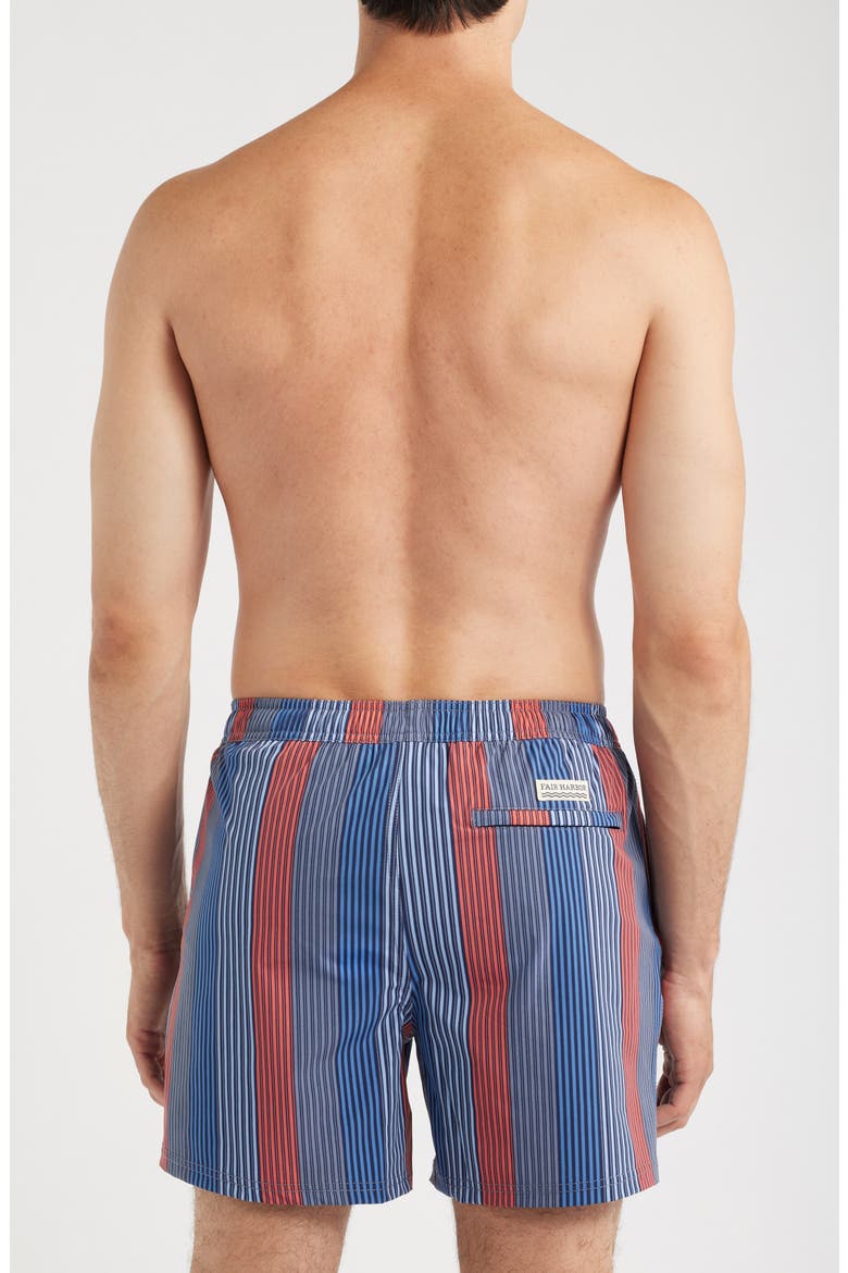 The Bungalow Stripe Water Repellent Swim Trunks, Alternate, color, BLUE TOWEL STRIPE
