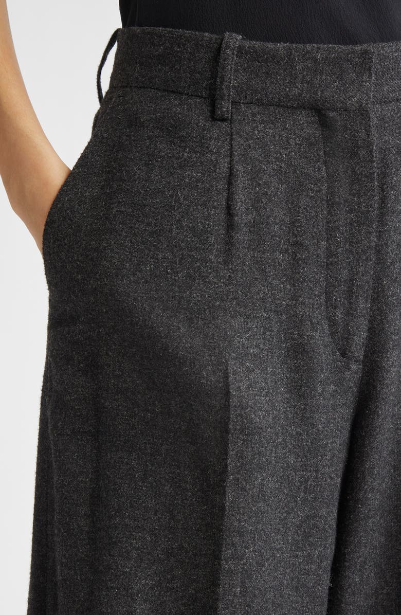 TOTEME Wide Leg Flannel Trousers, Alternate, color, Charcoal Melange