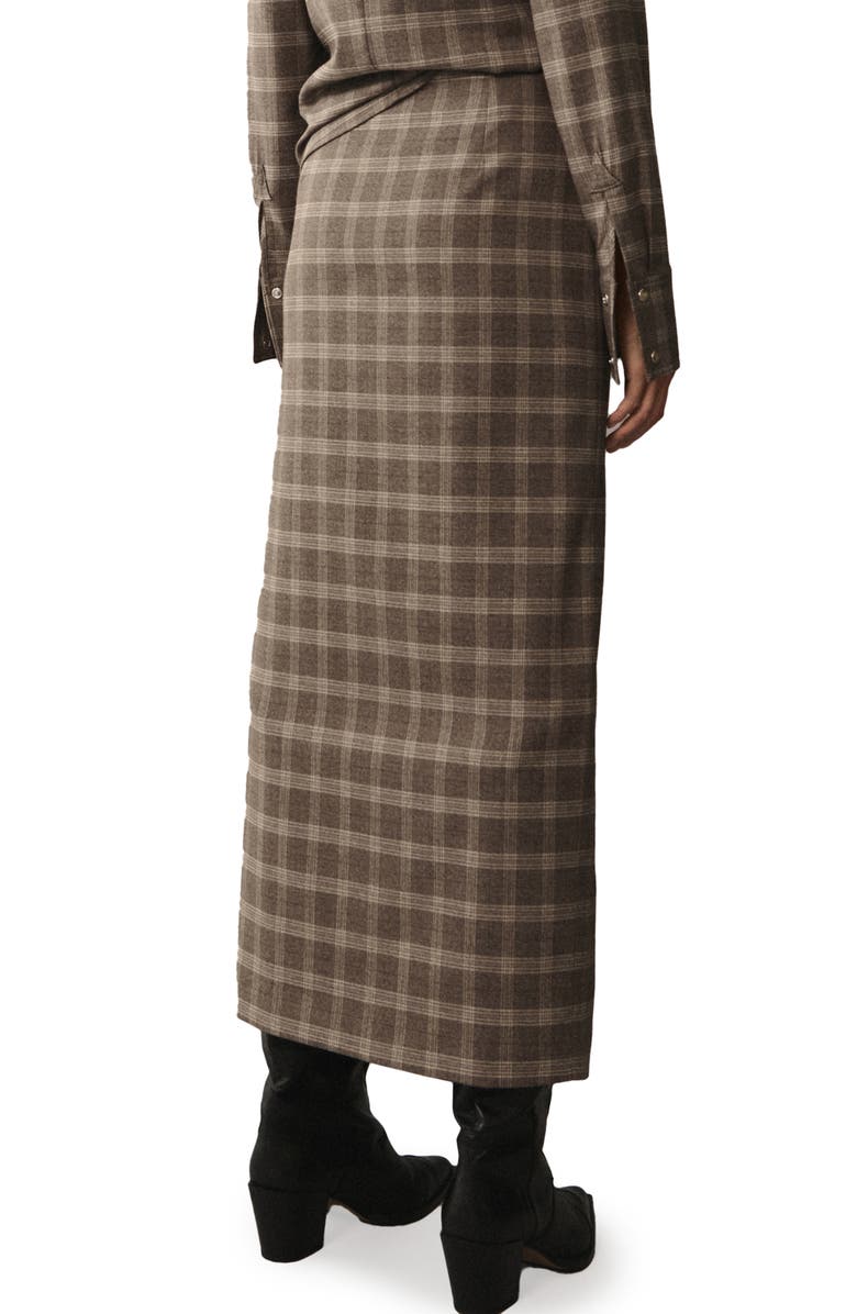 MANGO Check Split Front Maxi Skirt, Alternate, color, 