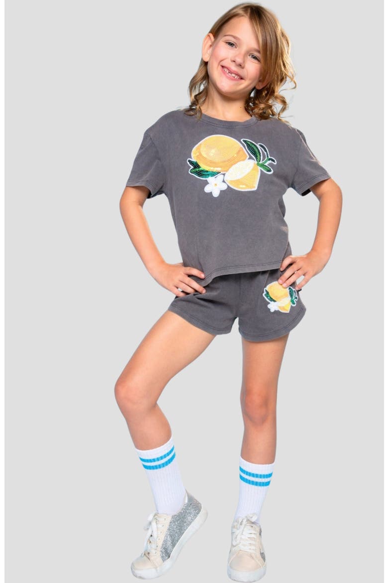 Kids' Easy Sequin Top & Shorts Set, Alternate, color, VINTAGE BLACK
