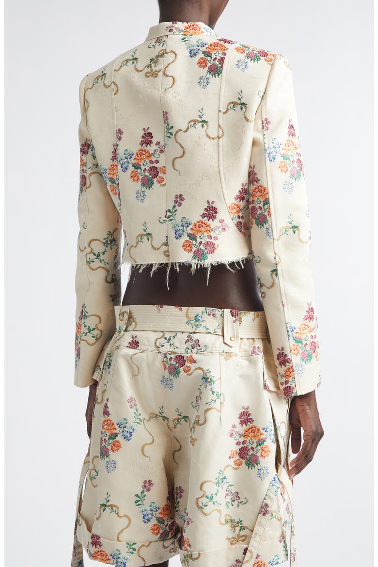 Embroidered Crop Floral Jacquard Jacket, Alternate, color, BEIGE MULTI