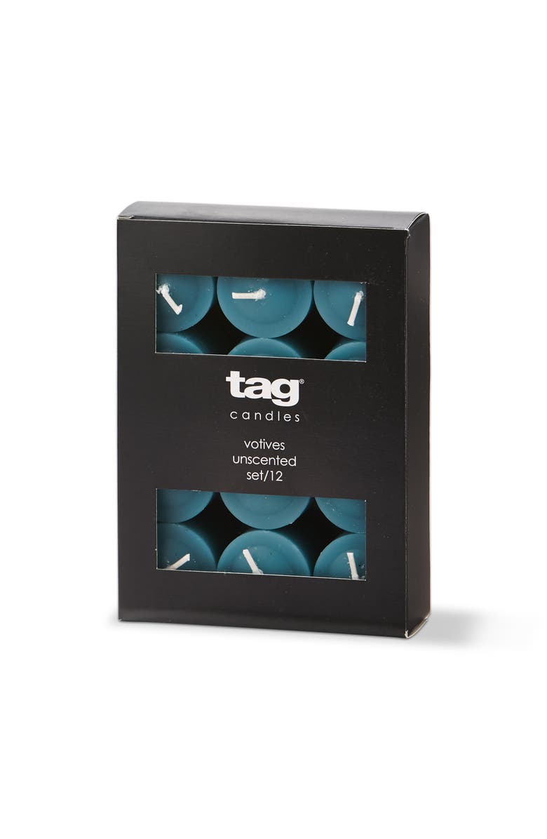 tag Color Studio Teal Votive Candles Set of 12 Smokeless Wax, Alternate, color, Blue