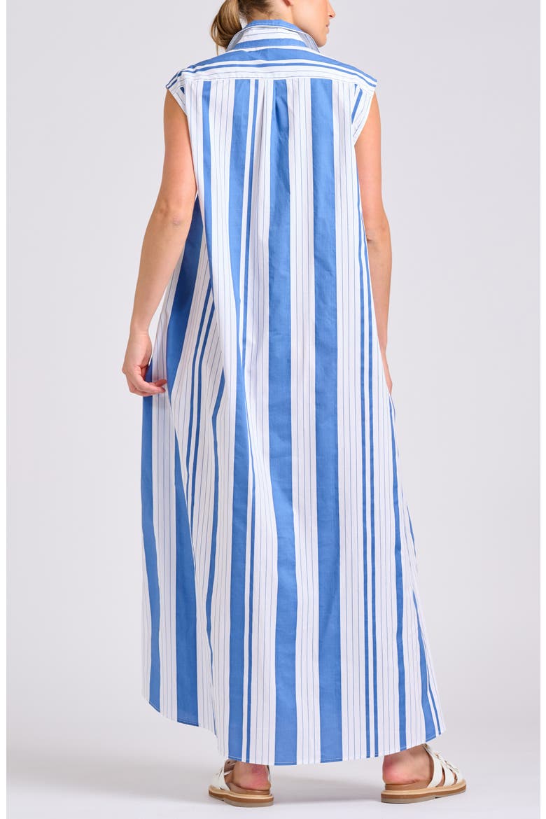 Sleeveless Tie Waist Shirtdress, Alternate, color, AZURE RETRO STRIPE
