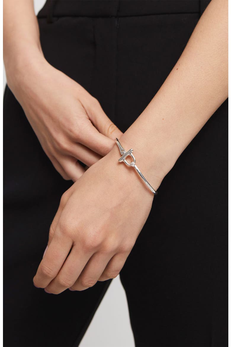 White Topaz Bangle Bracelet, Alternate, color, Silver