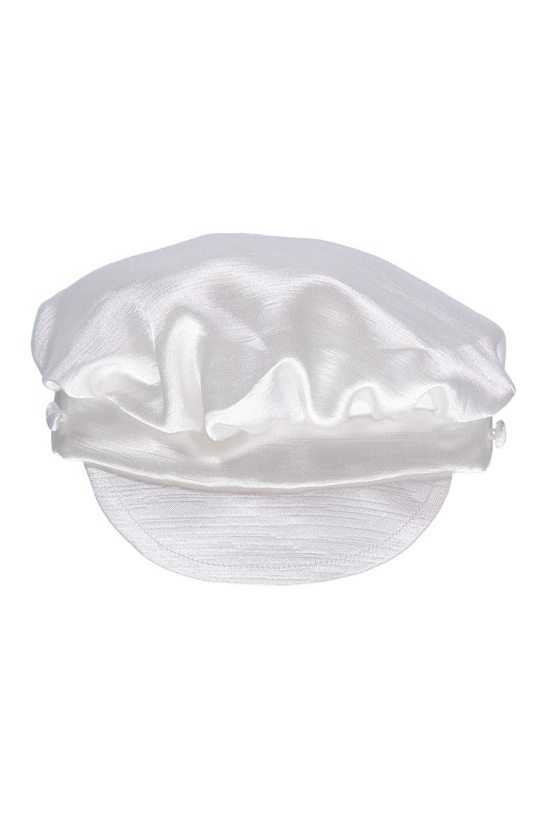 Elegant Christening Romper & Newsboy Cap Set, Alternate, color, WHITE