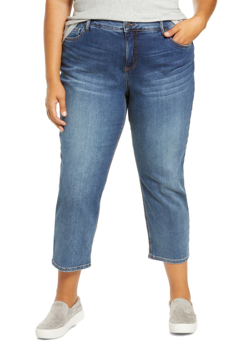 KUT from the Kloth Elizabeth High Waist Straight Leg Crop Jeans, Main, color, ALPINIA