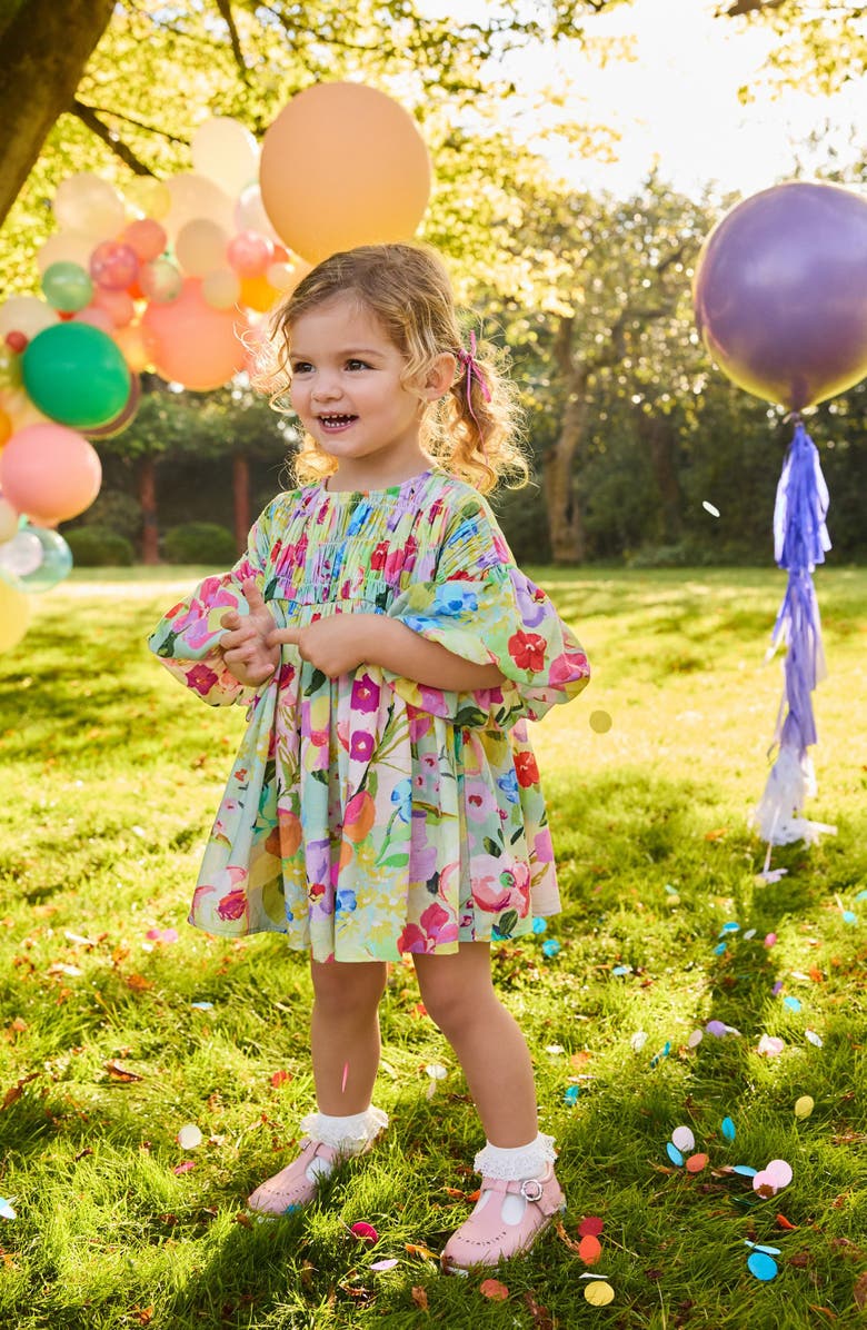 NEXT Kids' Floral Print Dress, Alternate, color, Green