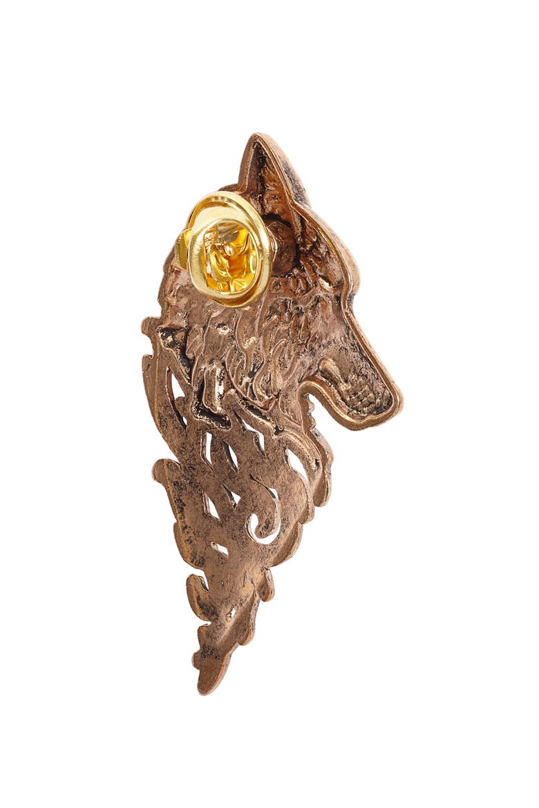 Wolf Lapel Pin, Alternate, color, WINE BRONZE