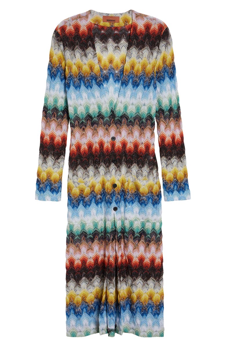 Missoni Metallic Zigzag Raschel Knit Duster Cardigan, Main, color, Multicolor On Black Base