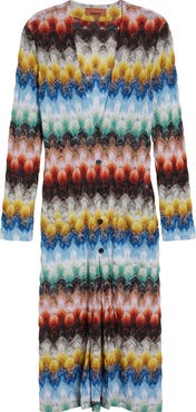 Missoni Metallic Zigzag Raschel Knit Duster Cardigan