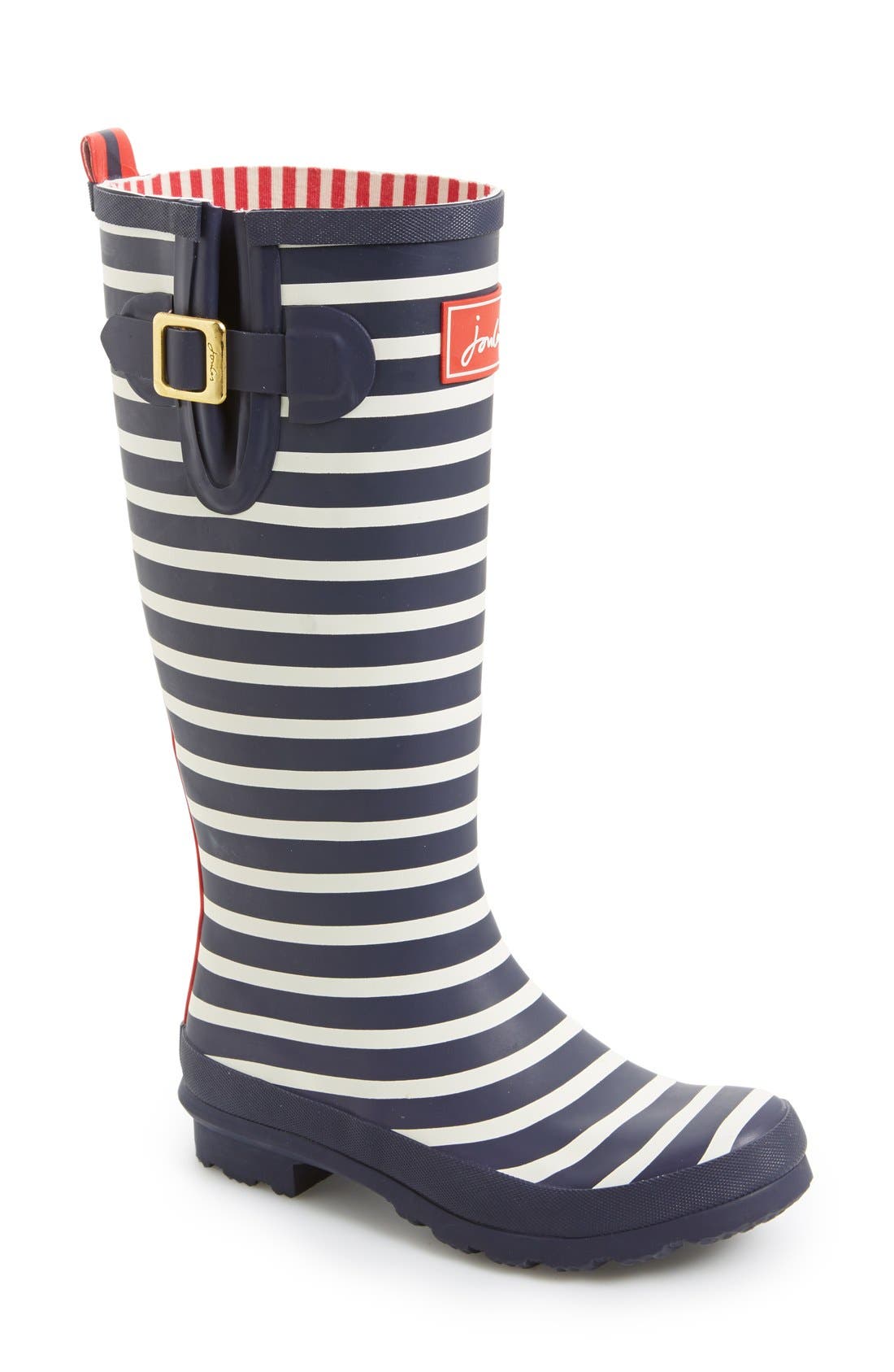 'Wellyprint' Rain Boot, Main, color, NAVY STRIPE