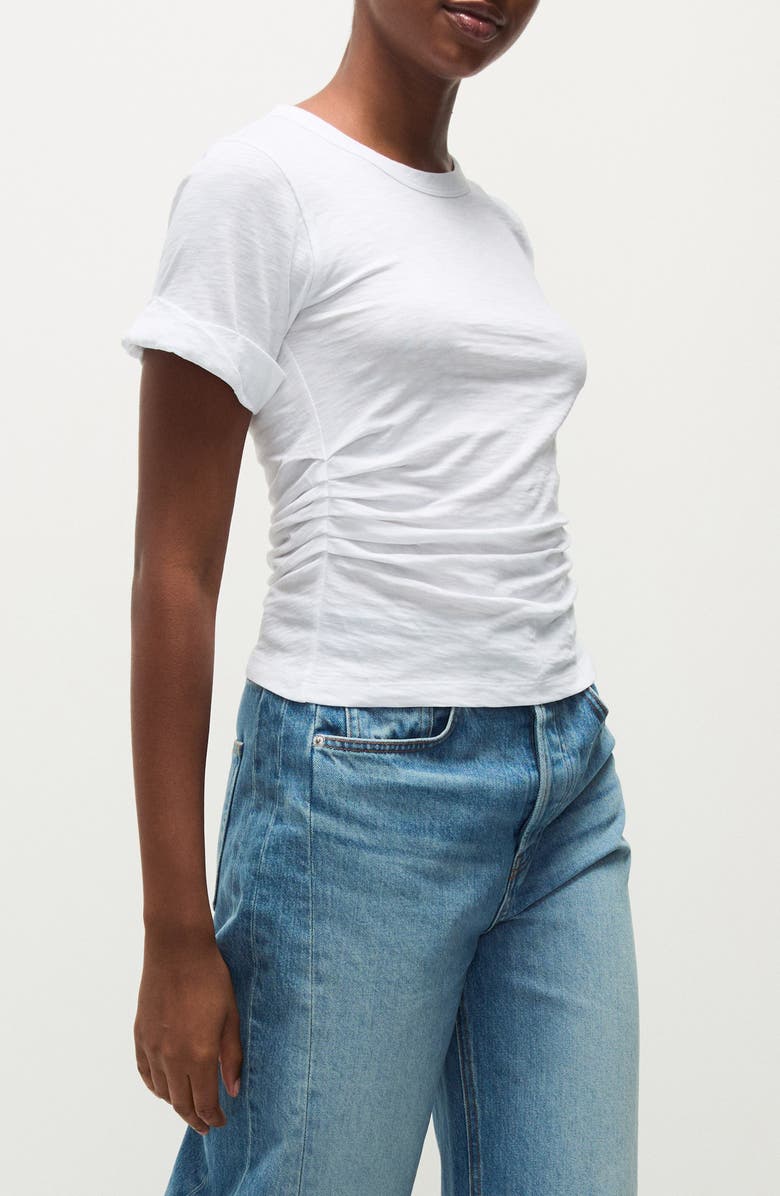 Veronica Beard Cannon Ruched Side Cotton T-Shirt, Alternate, color, White