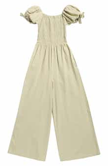 Tractr Kids' Smocked Bodice Wide Leg Jumpsuit