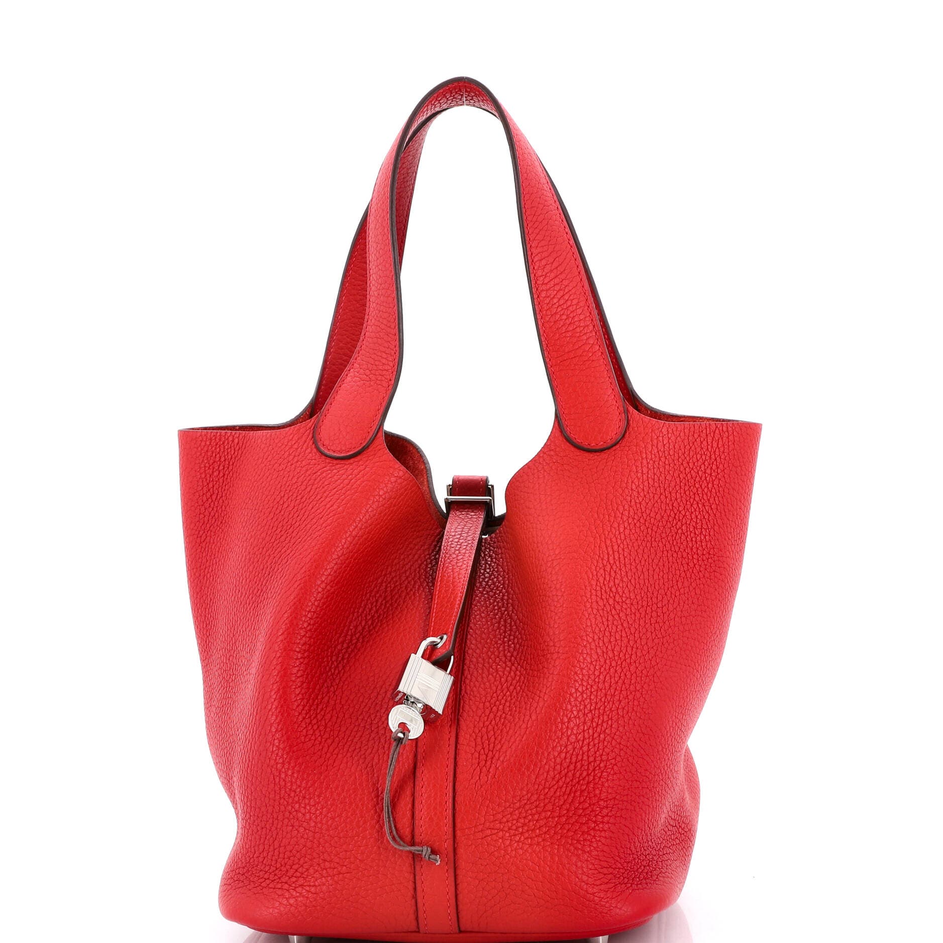 Pre-Owned Hermes Picotin Lock Bag Clemence MM, Main, color, Rouge Casaque