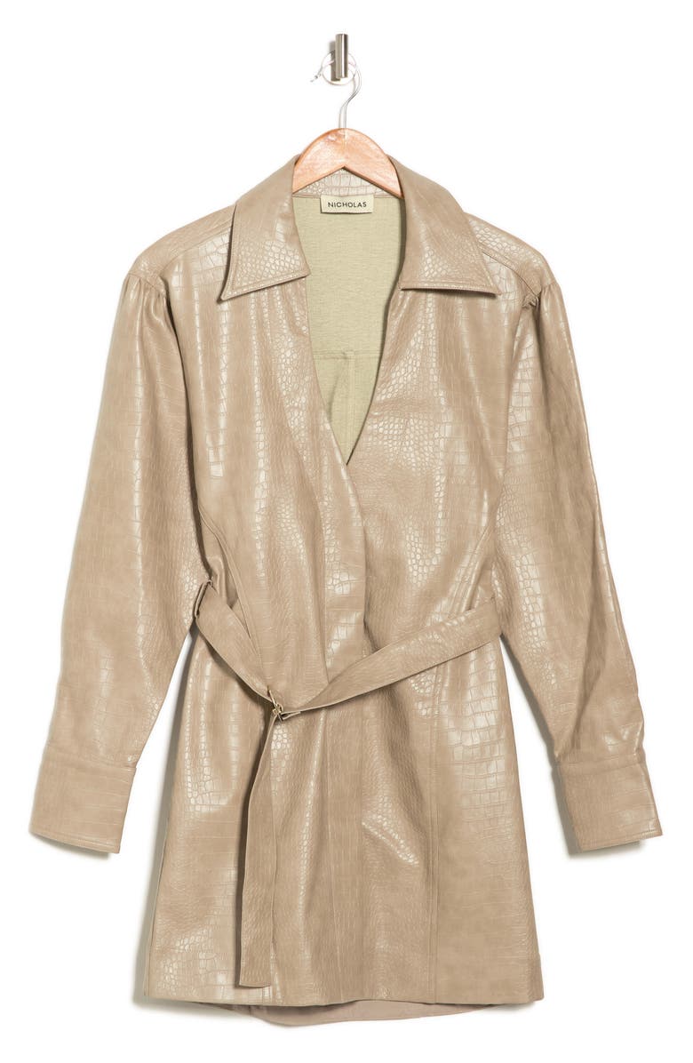 NICHOLAS Ashton Snakeskin Embossed Faux Leather Dress, Alternate, color,