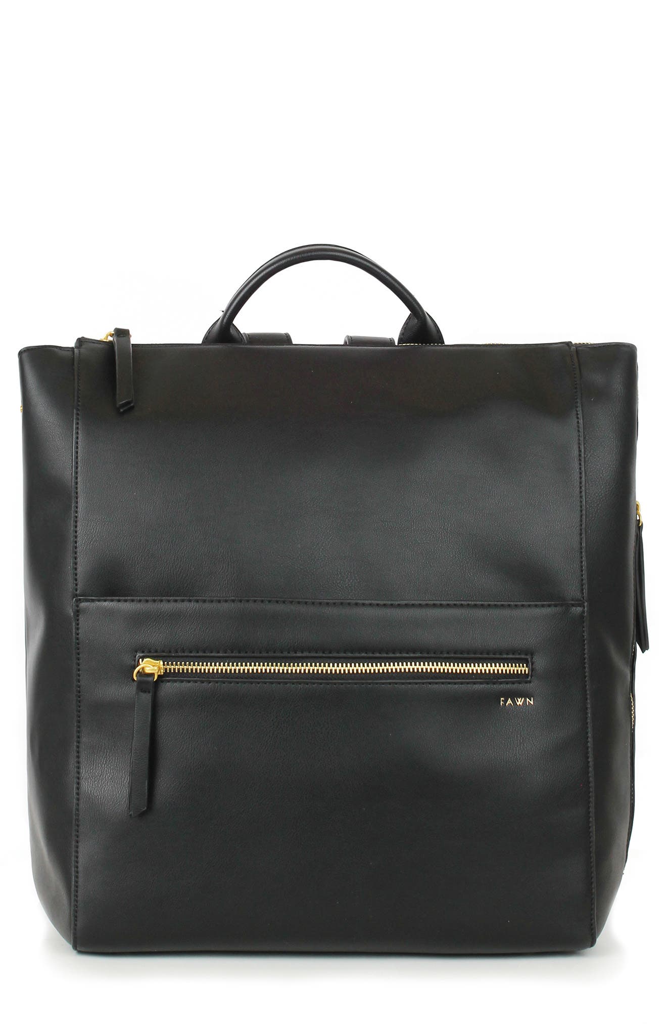 Fawn Design Faux Leather Diaper Bag, Main, color, 