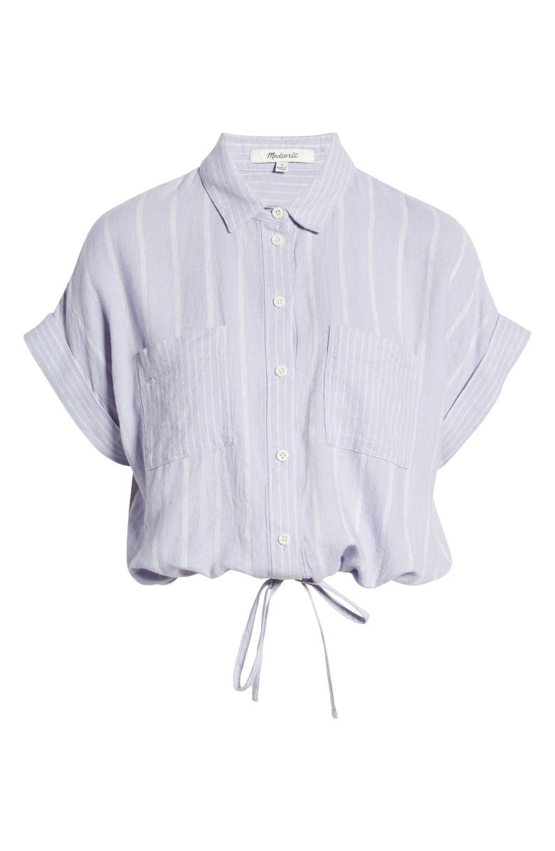 Madewell Stripe Play Linen Blend Drawstring Button-Up Shirt, Alternate, color,