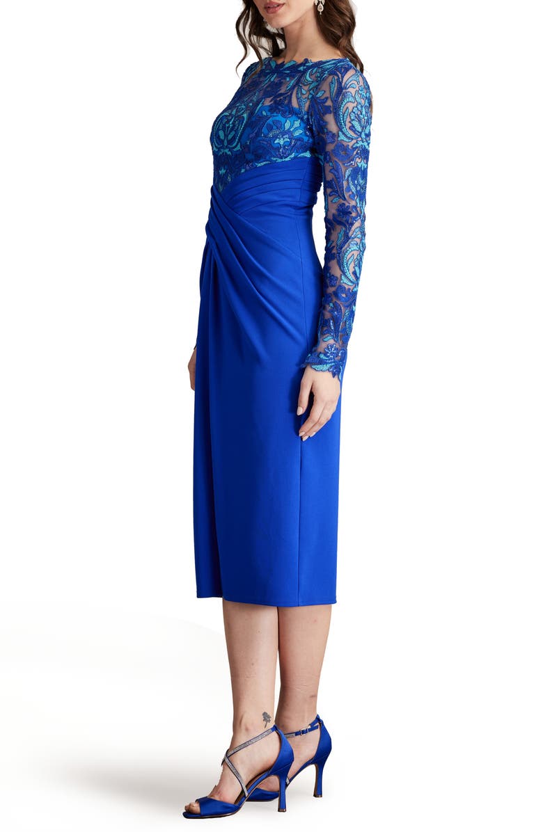 Tadashi Shoji Sequin Crepe Long Sleeve Sheath Dress, Alternate, color,