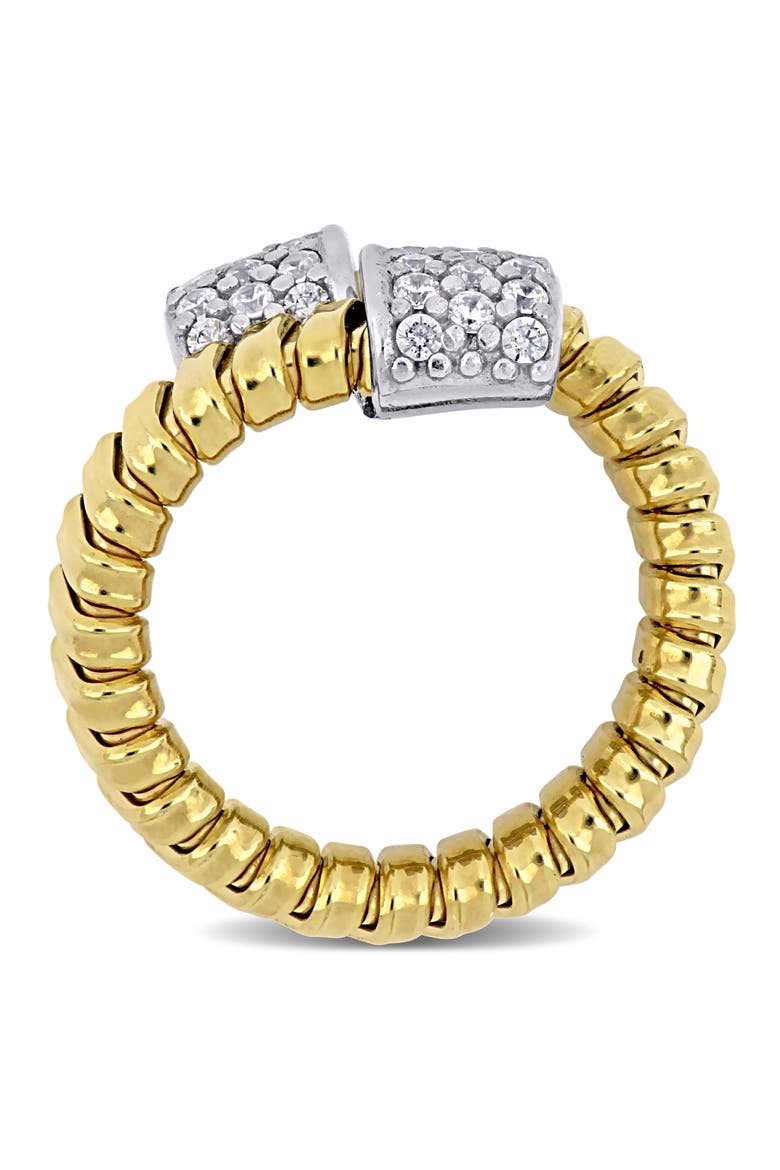 Cubic Zirconia Omega Wrap Ring Sterling Silver, Alternate, color, Yellow-Plated