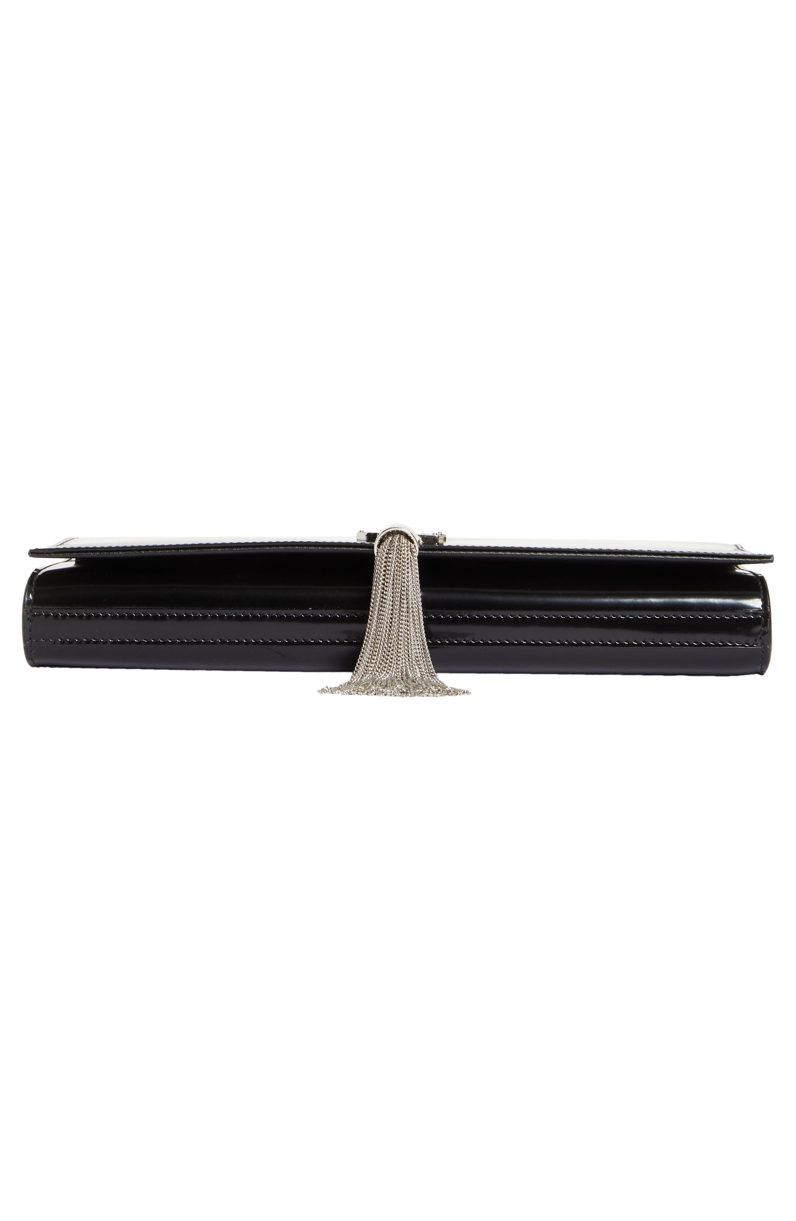 Saint Laurent Kate Glossy Leather Clutch, Alternate, color, 