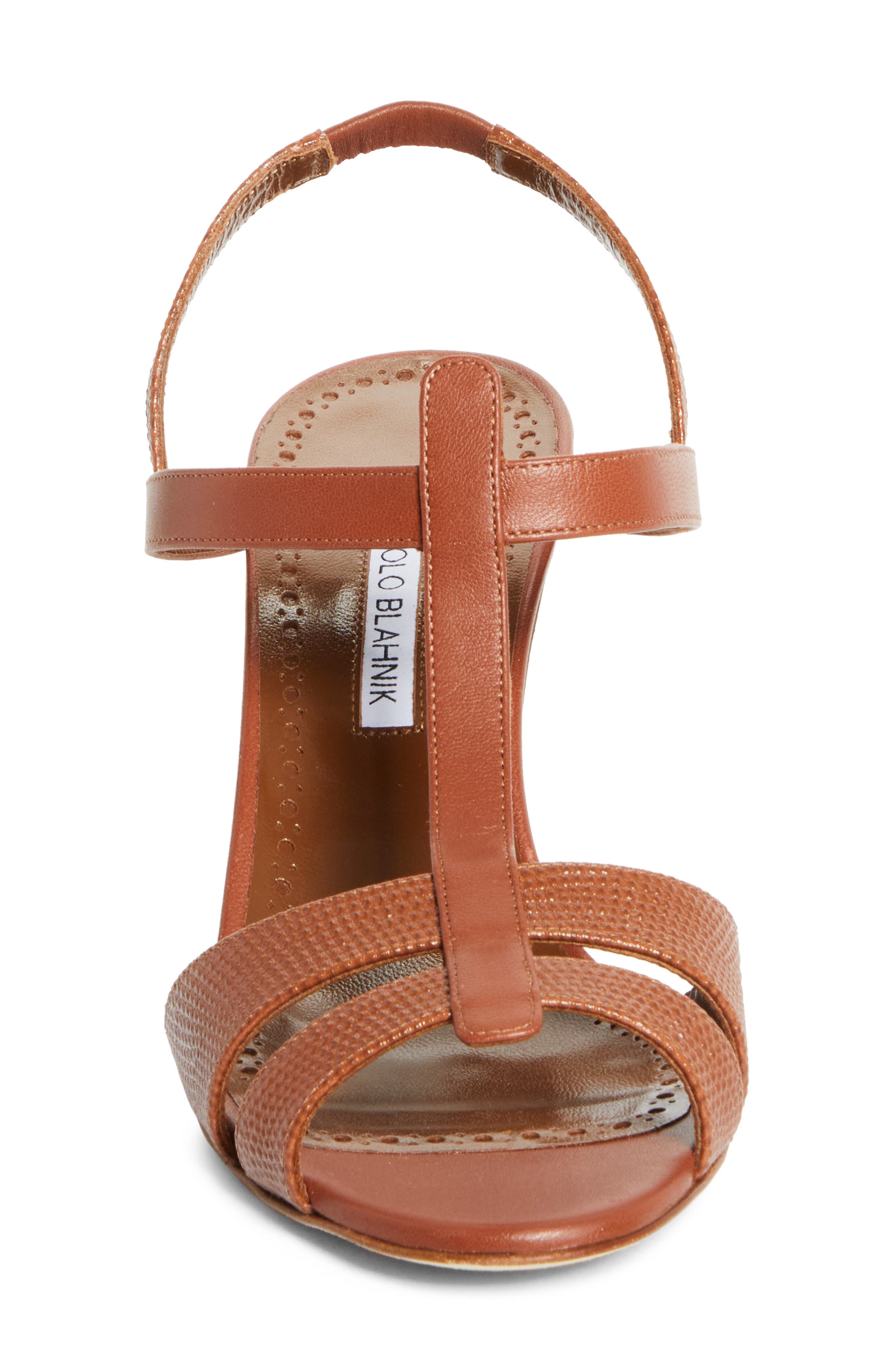 Manolo Blahnik Retauxlo T-Bar Slingback Sandal, Alternate, color, Medium Brown