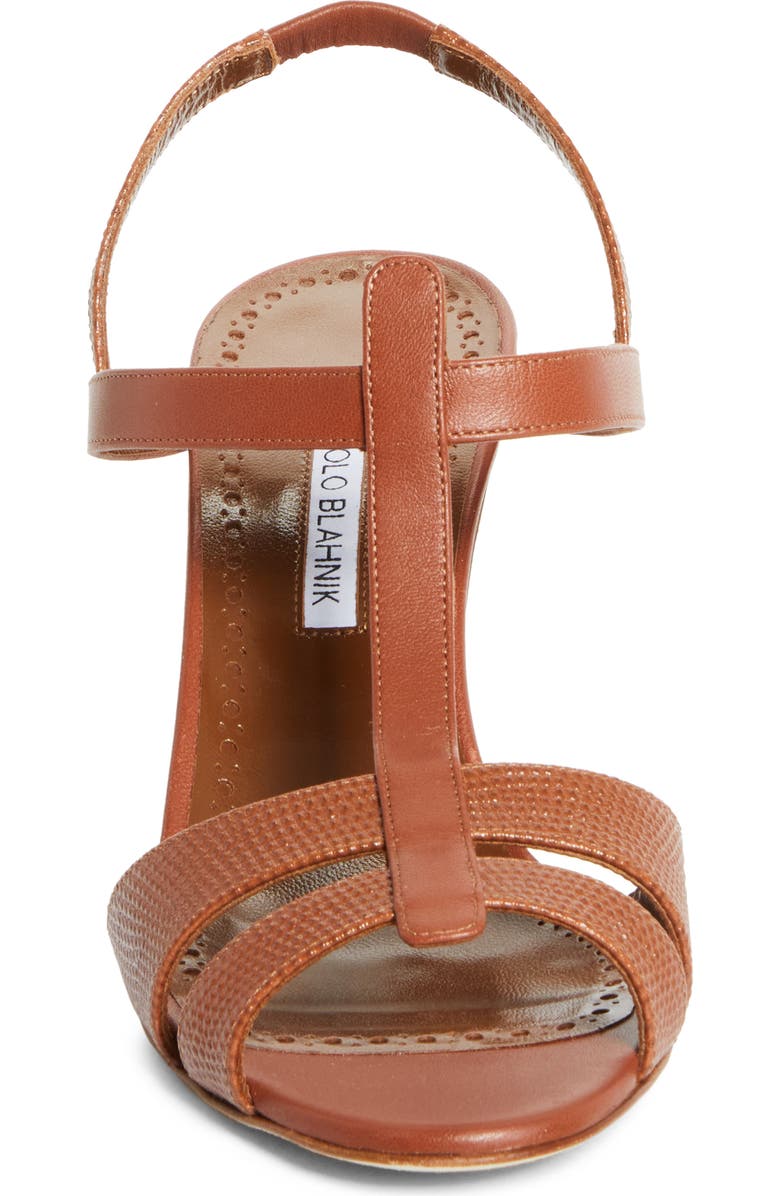 Manolo Blahnik Retauxlo T-Bar Slingback Sandal, Alternate, color, Medium Brown