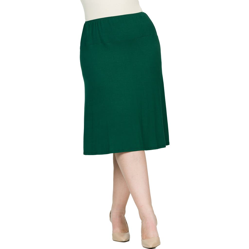 24seven Comfort Apparel A-line Elastic Waist Knee Length Skirt In Multi