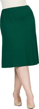 24seven Comfort Apparel A-Line Elastic Waist Knee Length Skirt