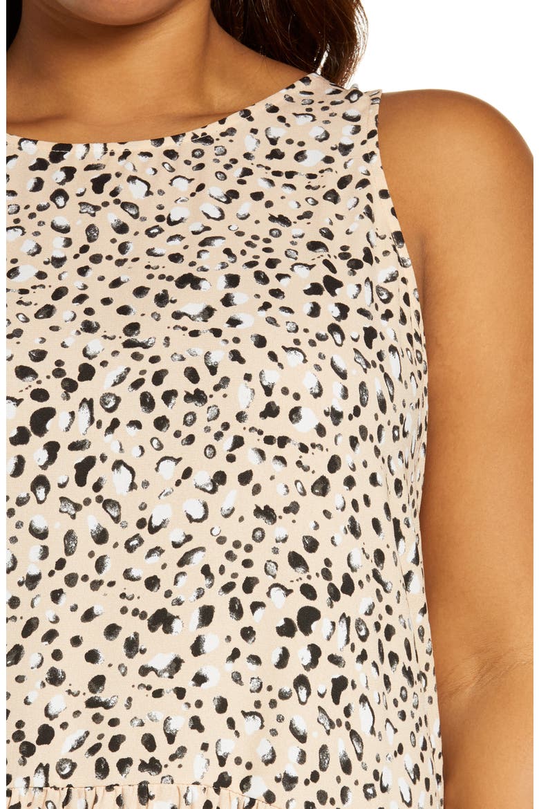 Tiered Sleeveless A-Line Dress, Alternate, color, BEIGE ALMOND MARBLE BLOTS