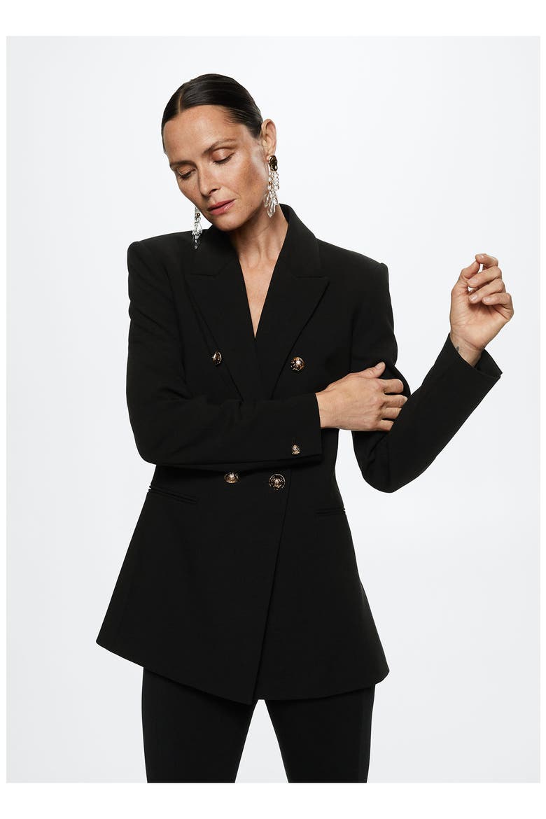 Double Breasted Blazer, Alternate, color, BLACK