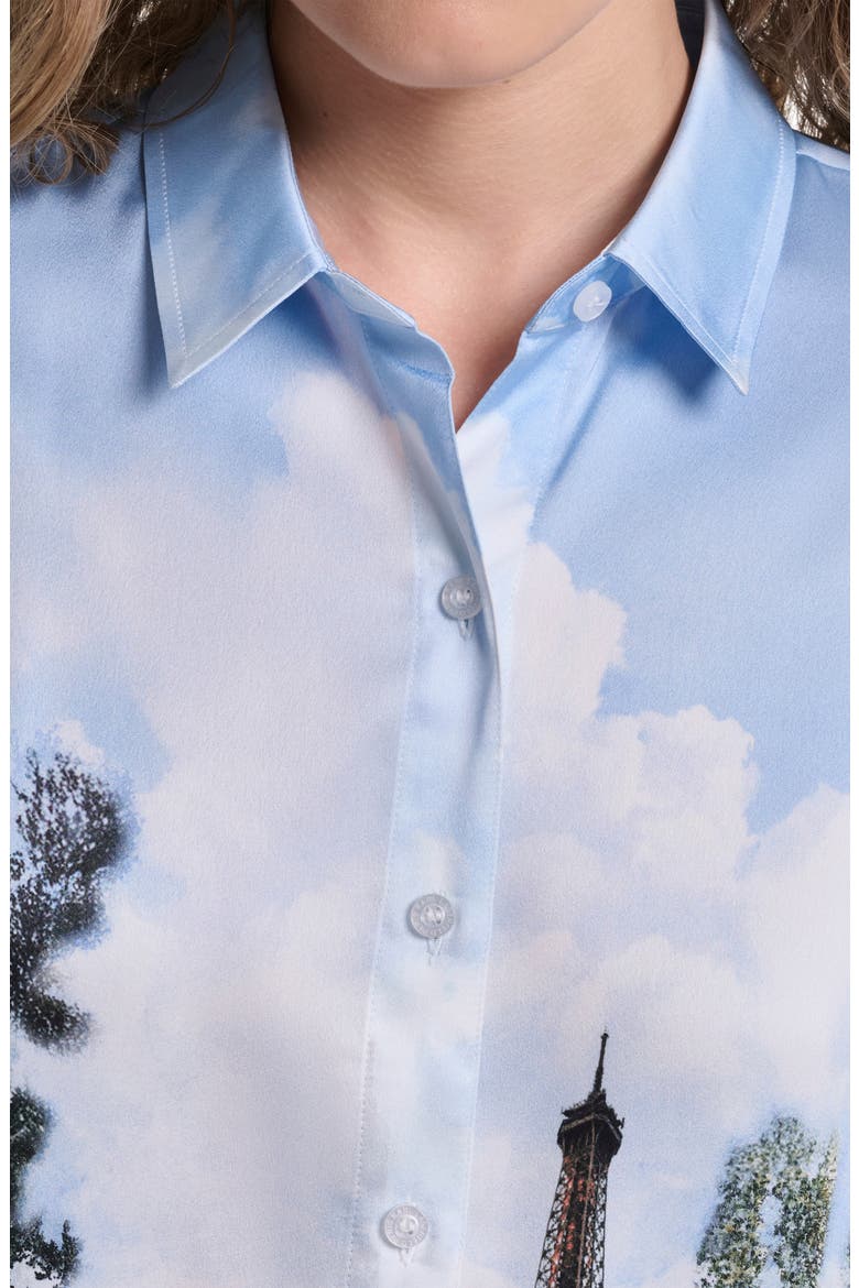Eiffel Tower Button-Up Top, Alternate, color, STEEL BLUE MULTI