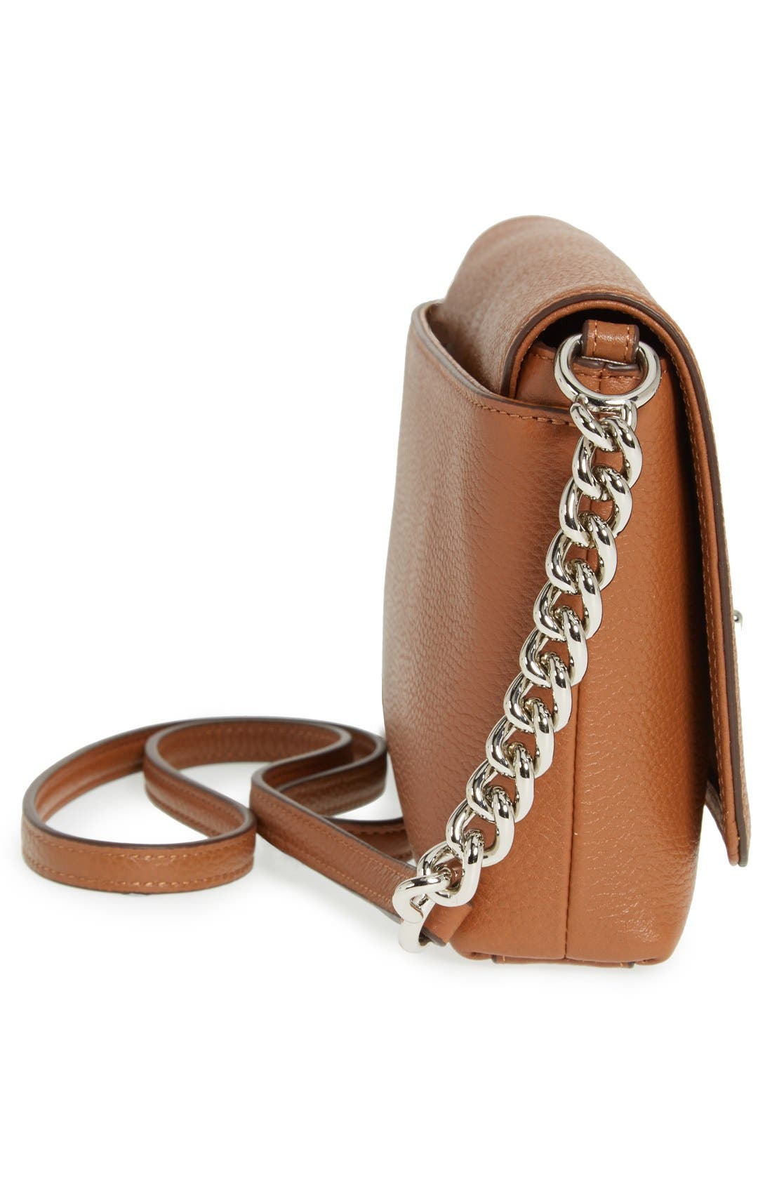 'Crosstown' Pebbled Leather Crossbody Bag, Alternate, color, SADDLE