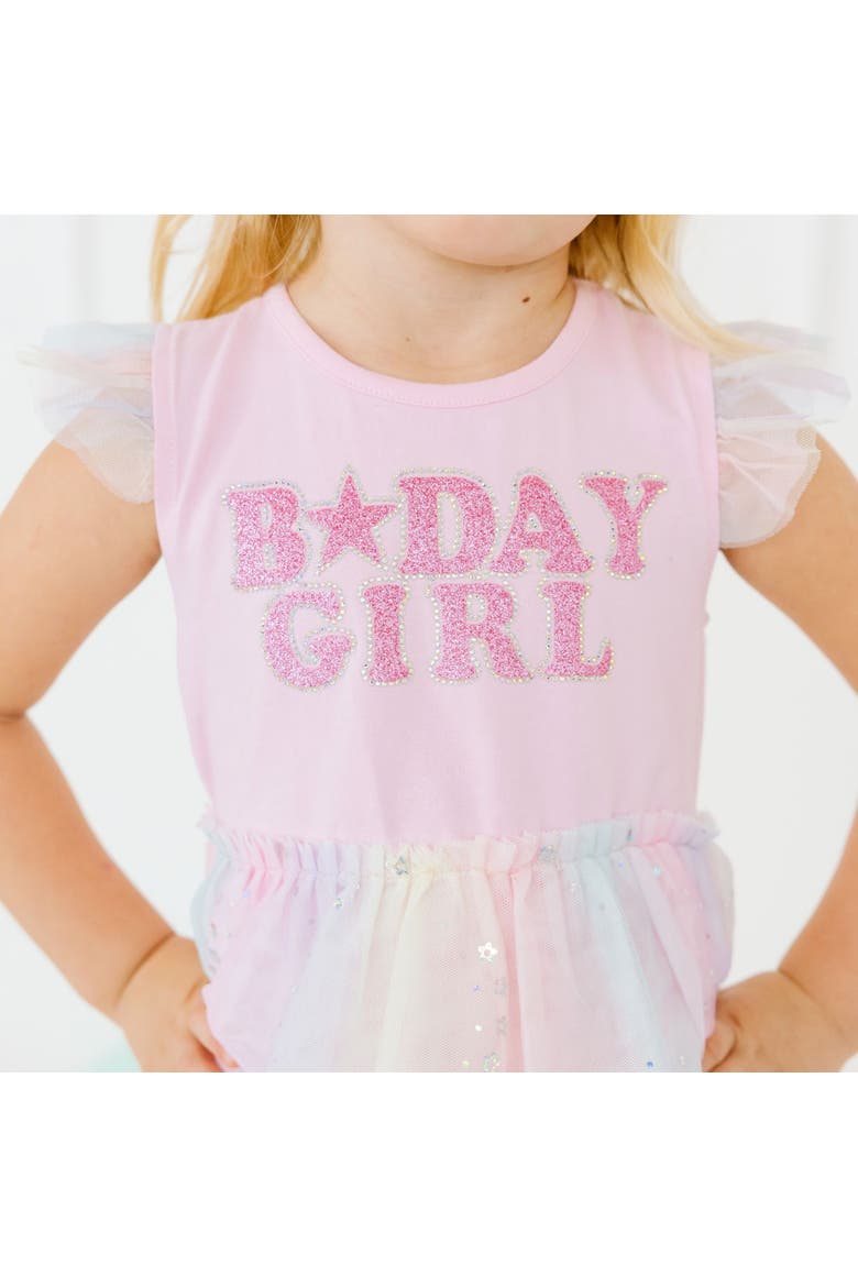 Birthday Girl Fairy Dust Short Sleeve Tutu Dress, Alternate, color, Soft Pink