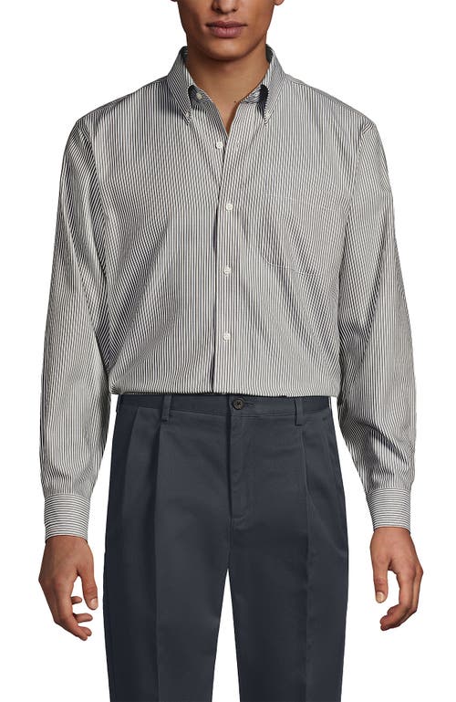 Lands' End Traditional Fit Solid No Iron Supima Pinpoint Buttondown Collar Dress Shirt In Gray