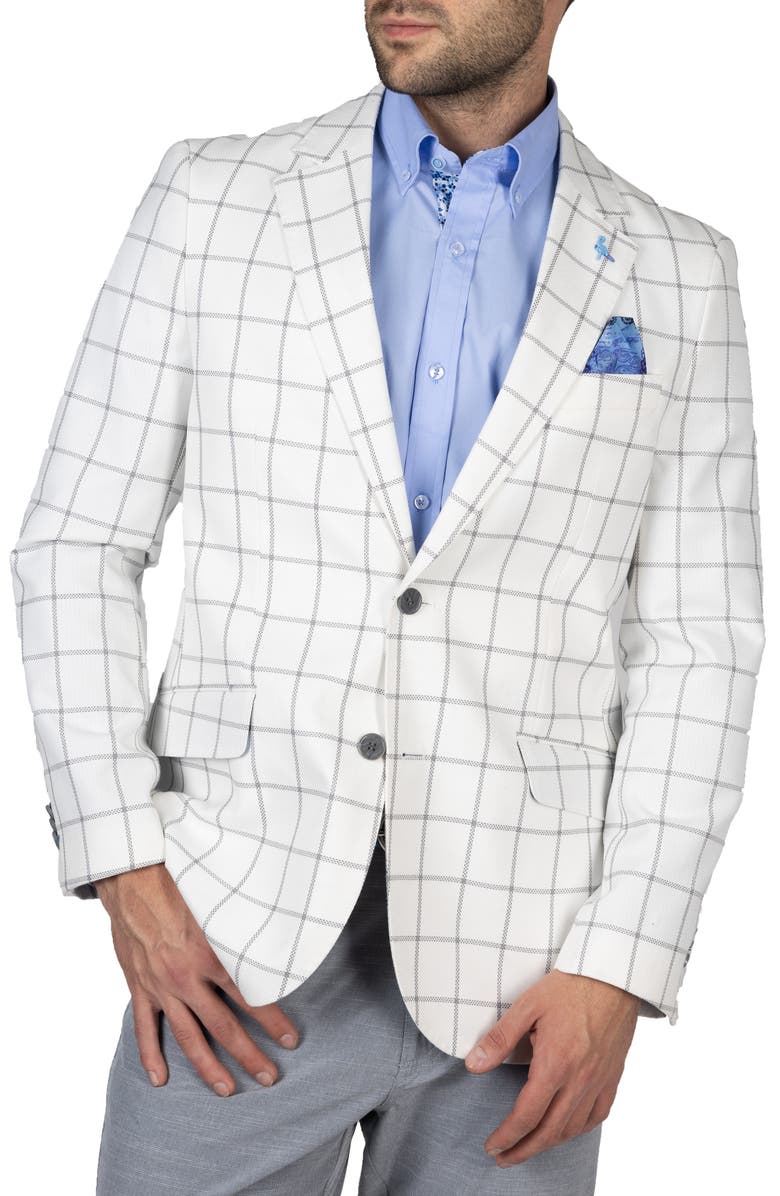 TailorByrd Textured Windowpant Sportcoat, Main, color, Off White/ Charcoal
