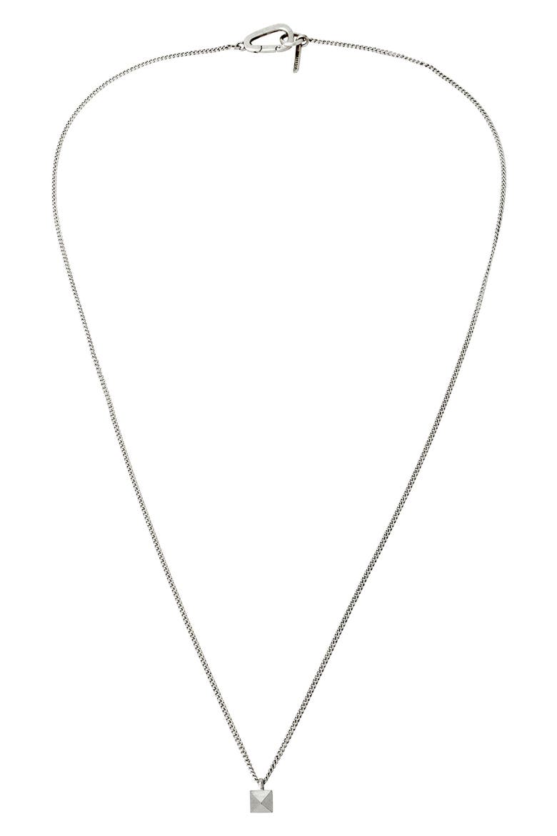 Men's Pyramid Stud Pendant Necklace, Alternate, color, WARM SILVER