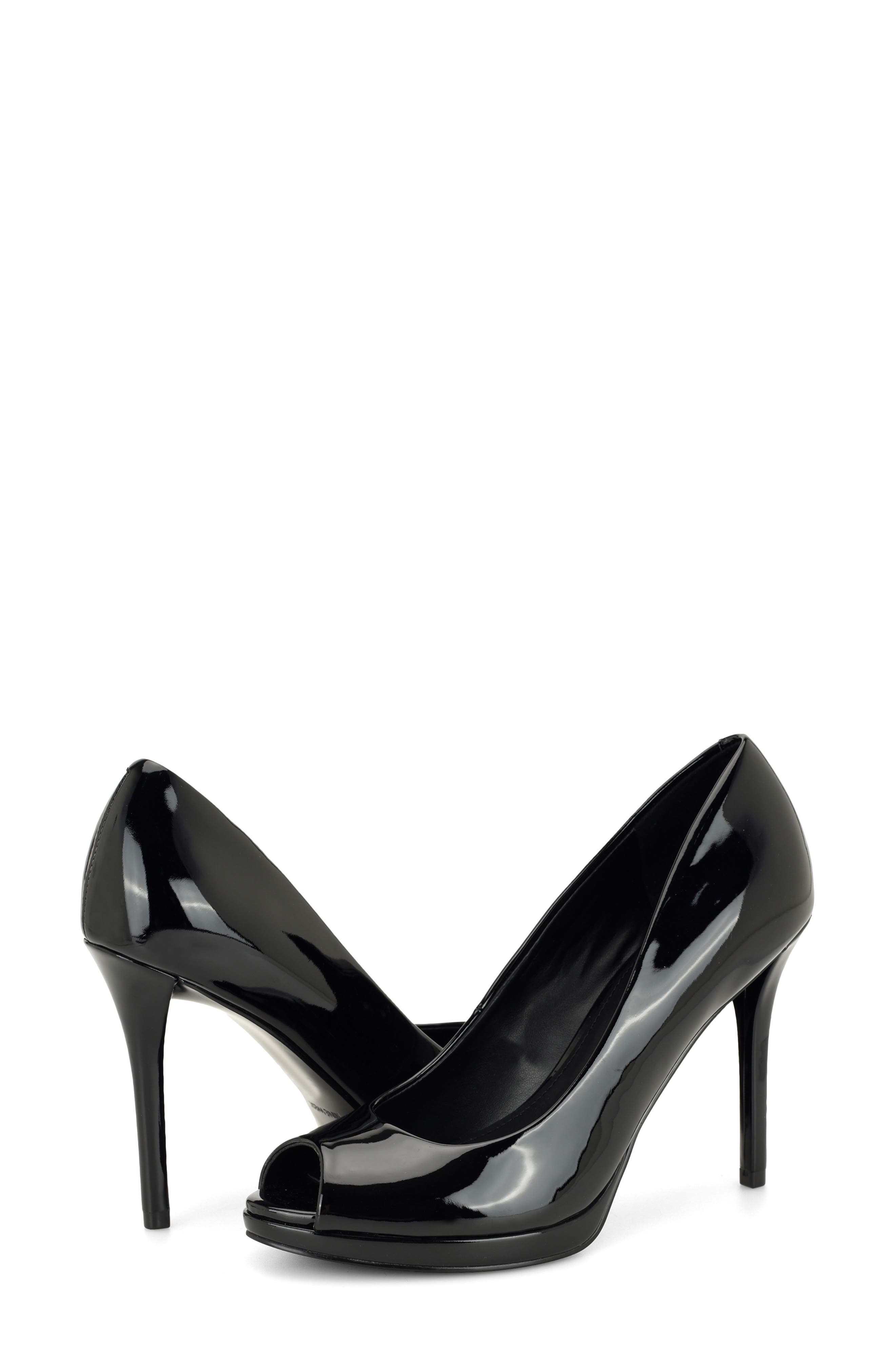Tyrah Faux Leather Peep Toe Pump, Alternate, color, BLACK