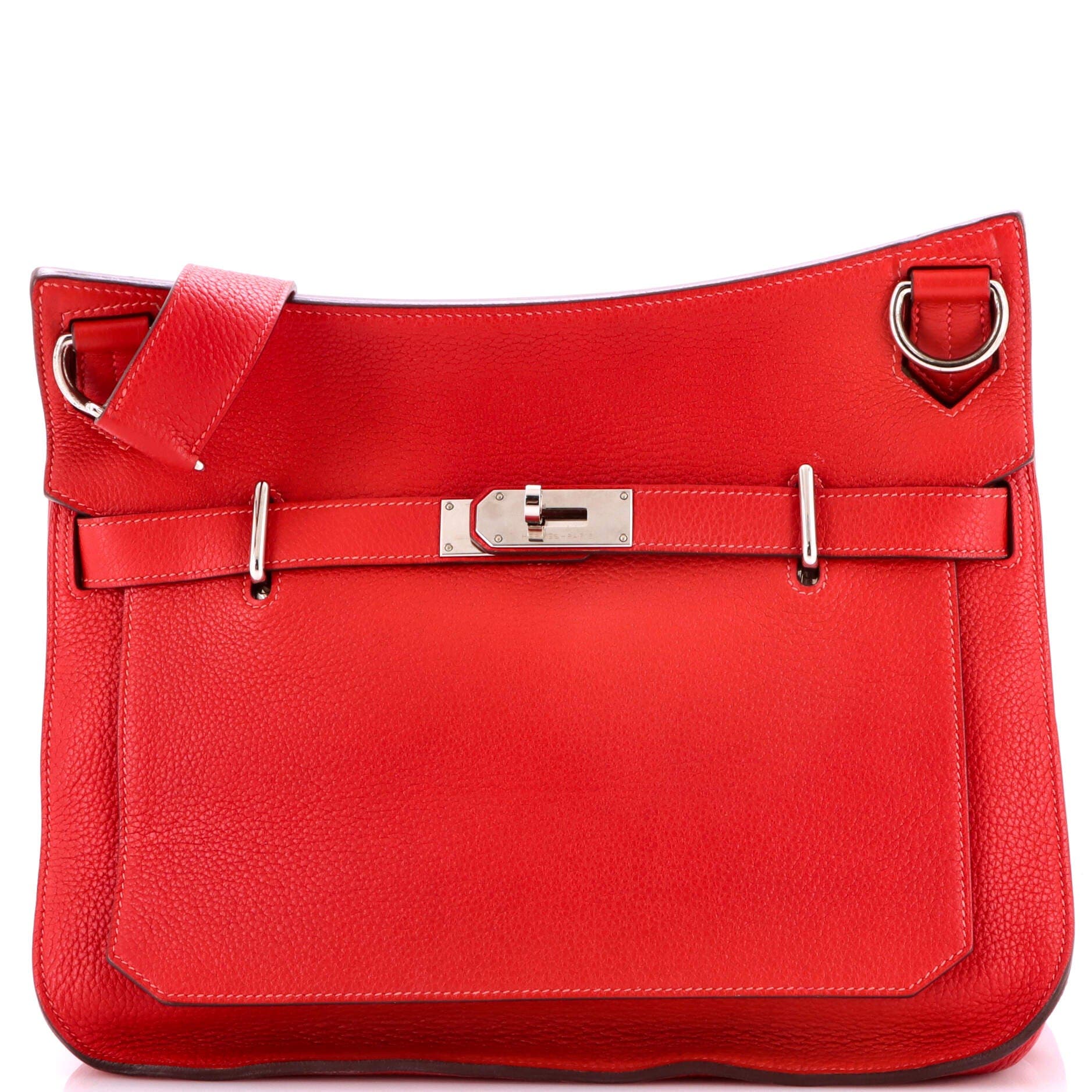 Pre-Owned Hermes Jypsiere Bag Clemence 34, Main, color, Rouge Casaque/Rose Jaipur