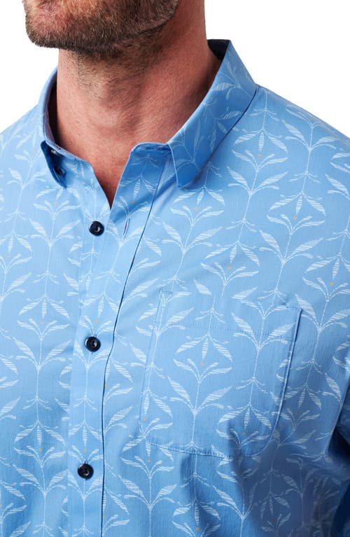 Travismathew Canopy Breeze Floral Short Sleeve Stretch Cotton Blend Button-up Shirt In Blue