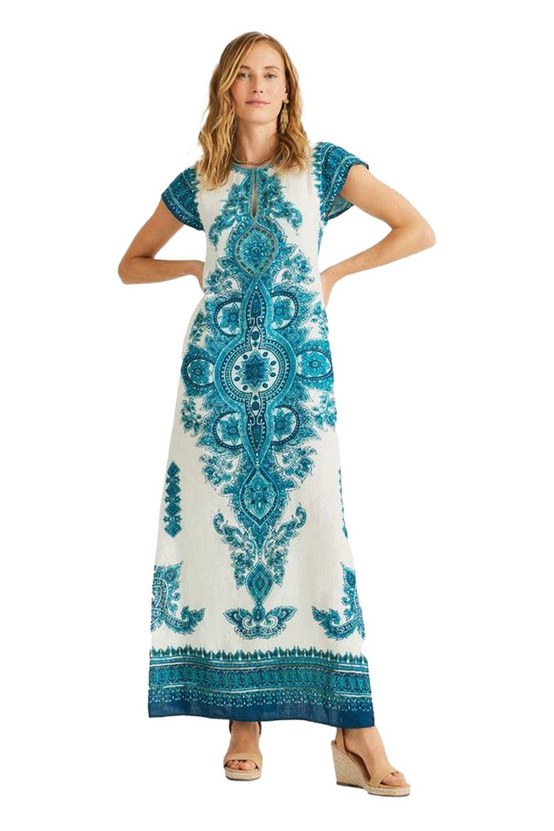 Medallion Dress, Main, color, White Blue