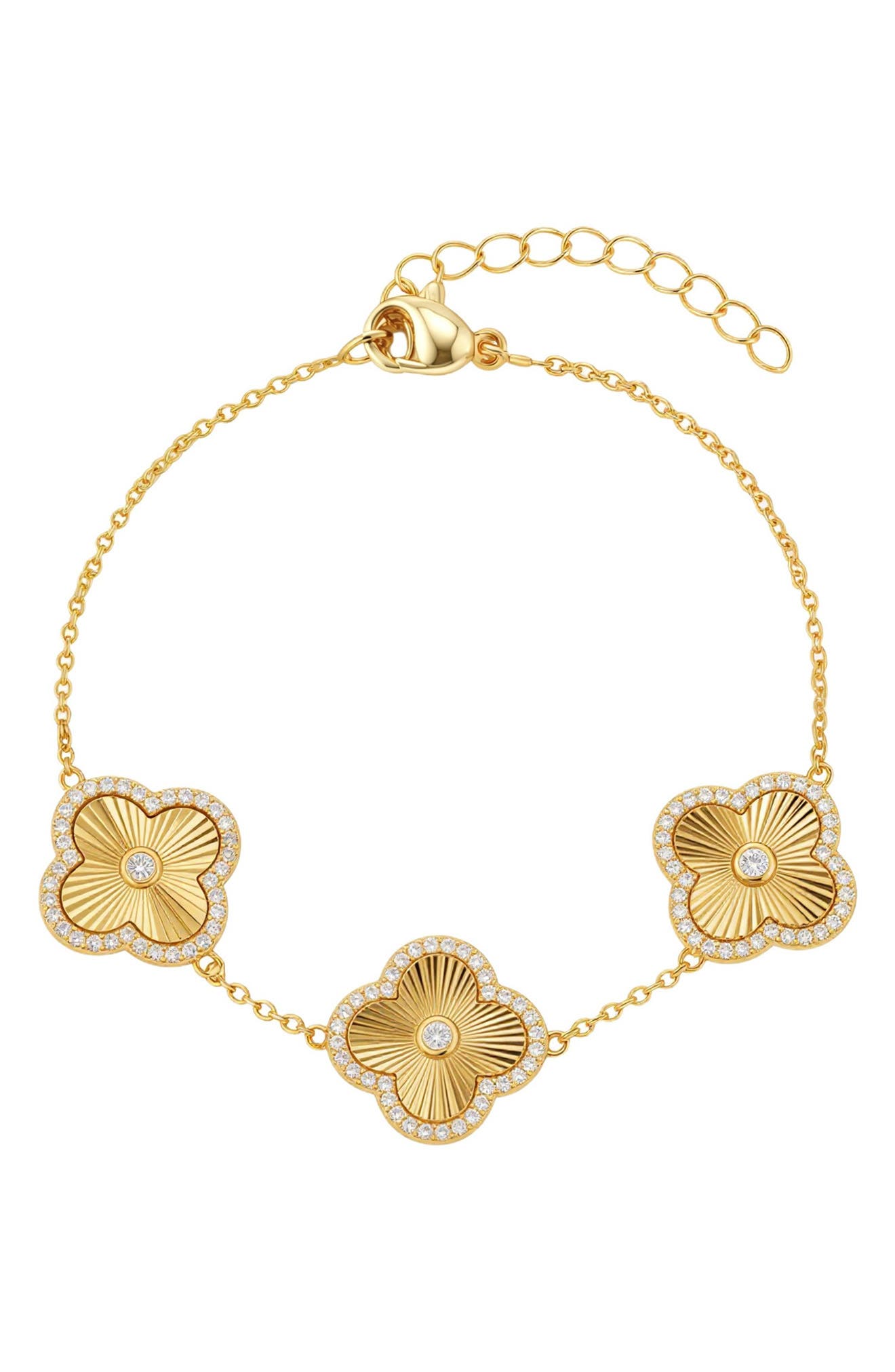 Cubic Zirconia Halo Fluted Bracelet