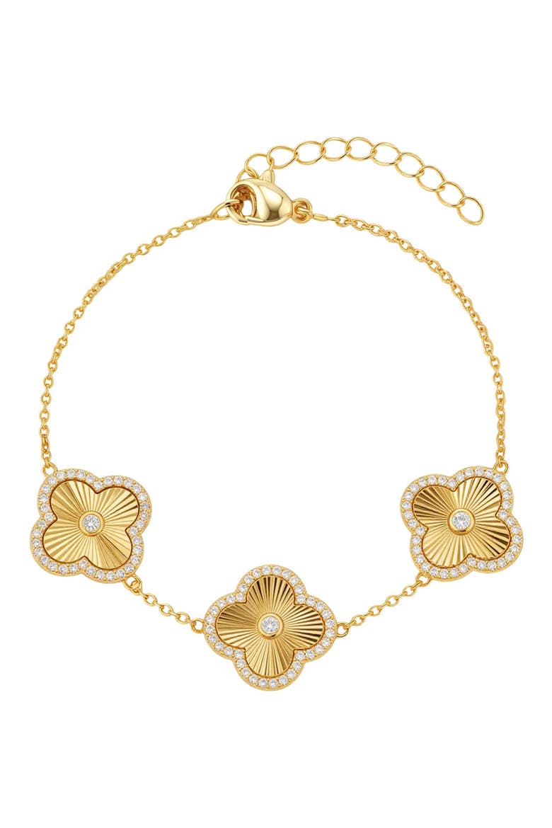Cubic Zirconia Halo Fluted Bracelet, Main, color, GOLD