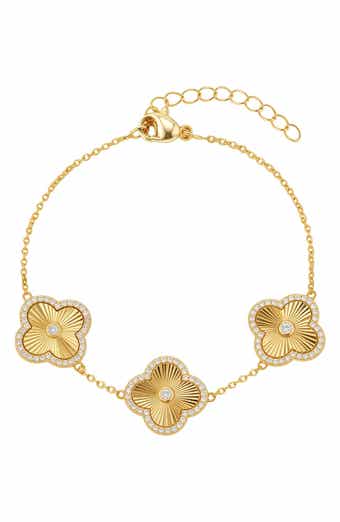 Cubic Zirconia Halo Fluted Bracelet