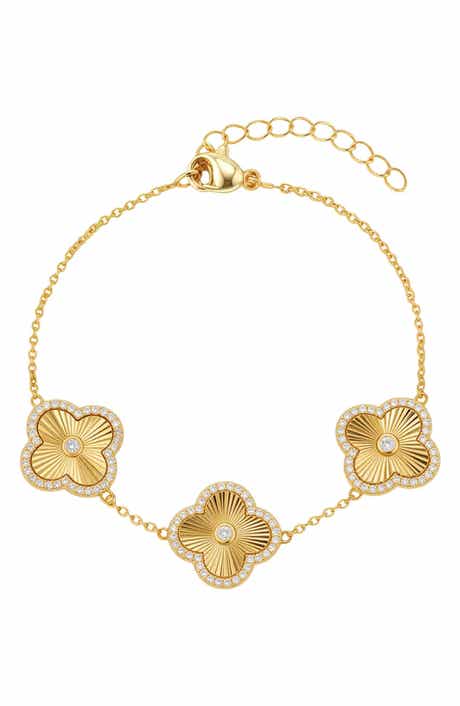 Cubic Zirconia Halo Fluted Bracelet