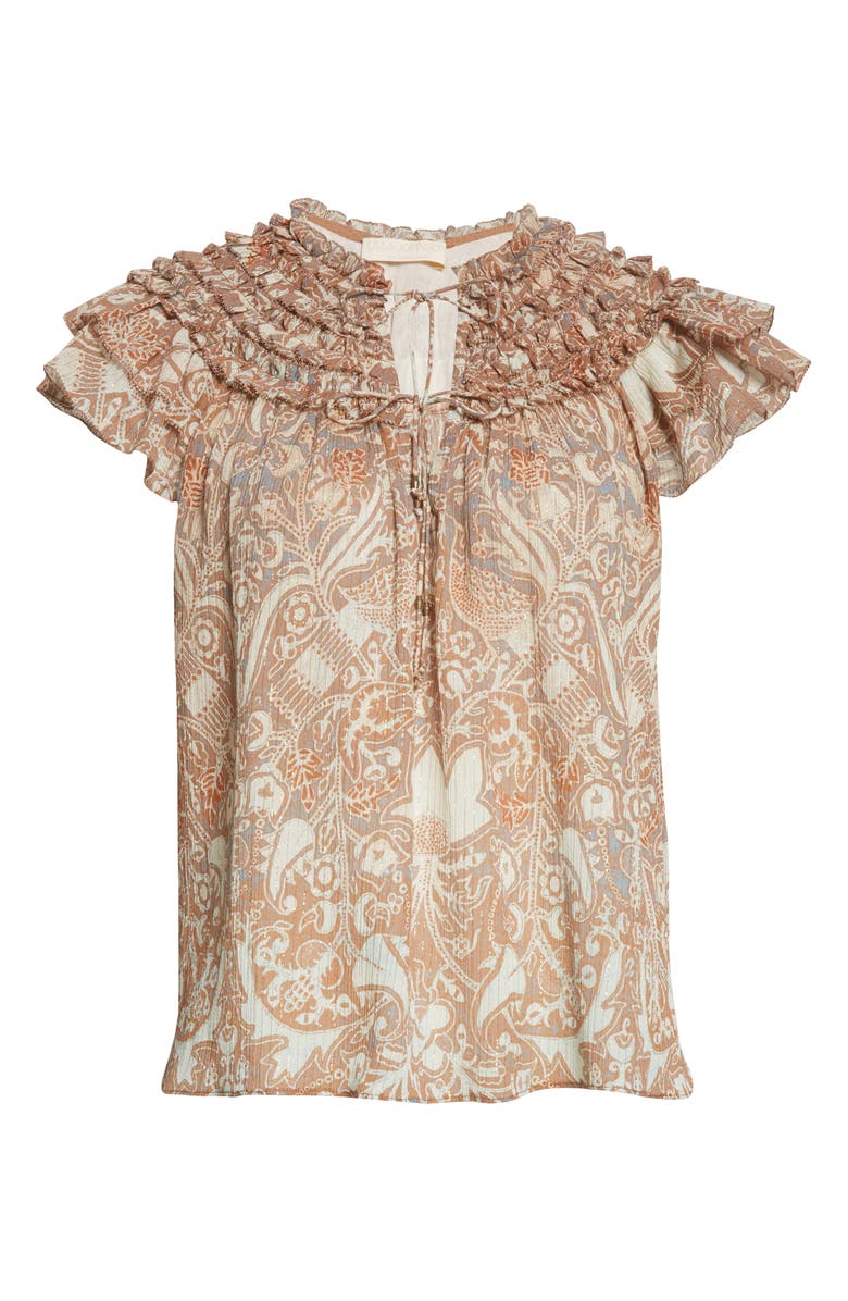 Ulla Johnson Signe Metallic Layered Ruffle Top, Alternate, color,